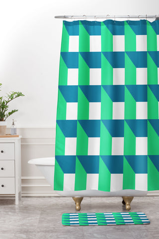 The Old Art Studio Modern Geometric 52 Shower Curtain And Mat