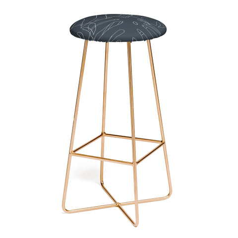 The Old Art Studio Monstera No2 Black Bar Stool