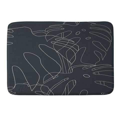 The Old Art Studio Monstera No2 Black Memory Foam Bath Mat
