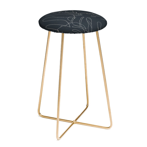 The Old Art Studio Monstera No2 Black Counter Stool