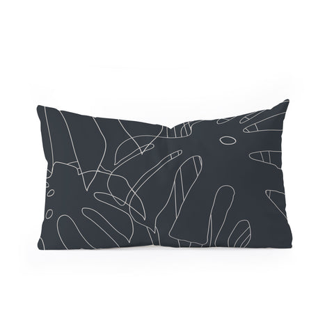 The Old Art Studio Monstera No2 Black Oblong Throw Pillow
