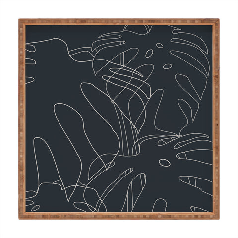 The Old Art Studio Monstera No2 Black Square Tray
