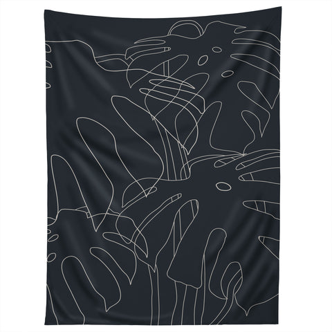 The Old Art Studio Monstera No2 Black Tapestry