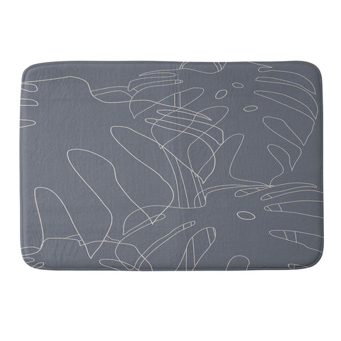 The Old Art Studio Monstera No2 Gray Memory Foam Bath Mat