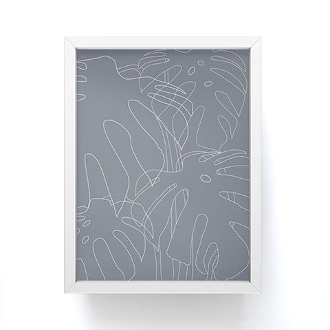 The Old Art Studio Monstera No2 Gray Framed Mini Art Print