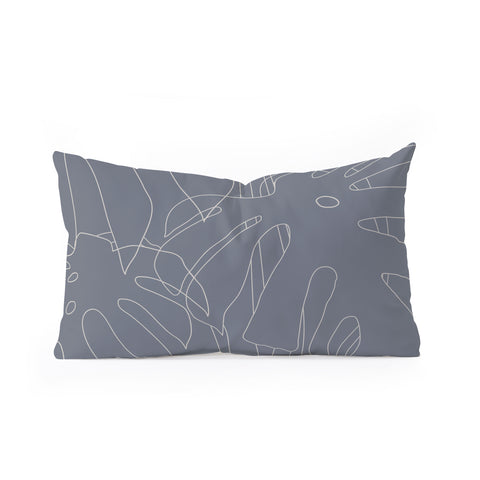 The Old Art Studio Monstera No2 Gray Oblong Throw Pillow