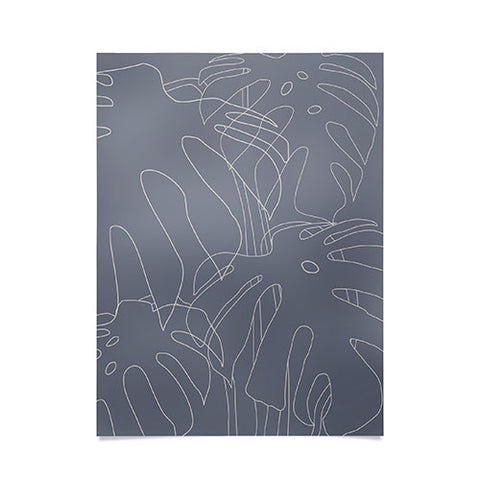 The Old Art Studio Monstera No2 Gray Poster