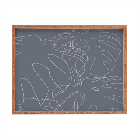 The Old Art Studio Monstera No2 Gray Rectangular Tray