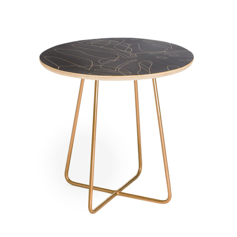 The Old Art Studio Monstera No2 Gray Round Side Table