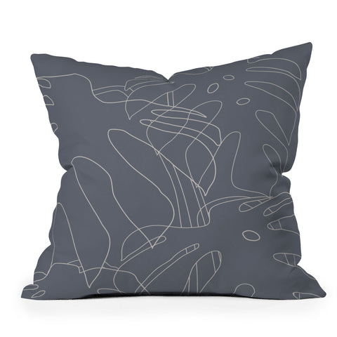 The Old Art Studio Monstera No2 Gray Throw Pillow
