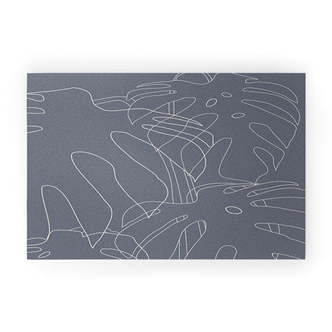 The Old Art Studio Monstera No2 Gray Welcome Mat
