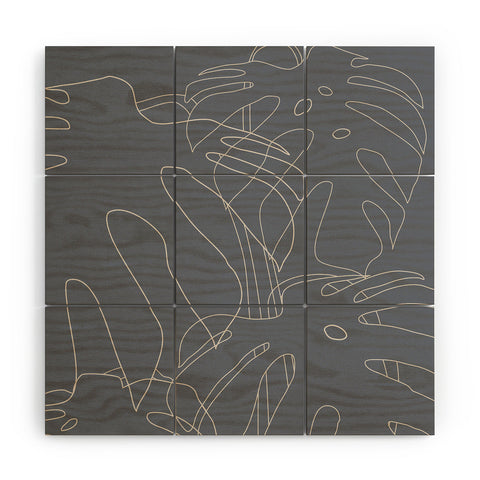 The Old Art Studio Monstera No2 Gray Wood Wall Mural
