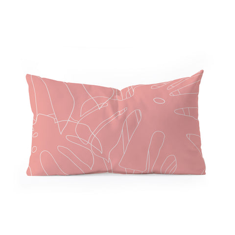 The Old Art Studio Monstera No2 Pink Oblong Throw Pillow