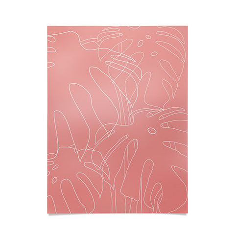 The Old Art Studio Monstera No2 Pink Poster