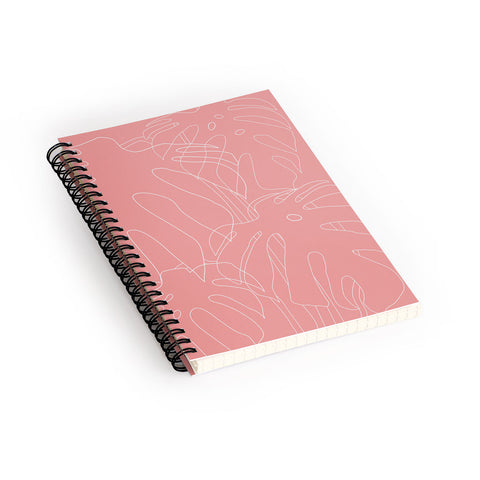 The Old Art Studio Monstera No2 Pink Spiral Notebook
