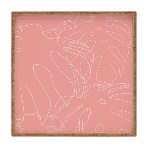 The Old Art Studio Monstera No2 Pink Square Tray