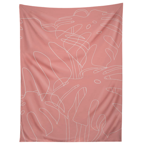 The Old Art Studio Monstera No2 Pink Tapestry
