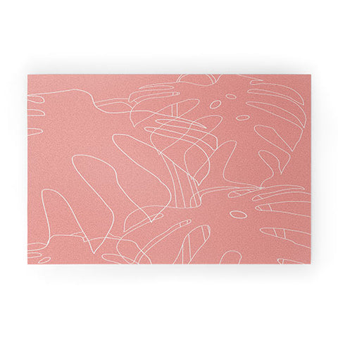 The Old Art Studio Monstera No2 Pink Welcome Mat