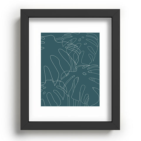 The Old Art Studio Monstera No2 Teal Recessed Framing Rectangle