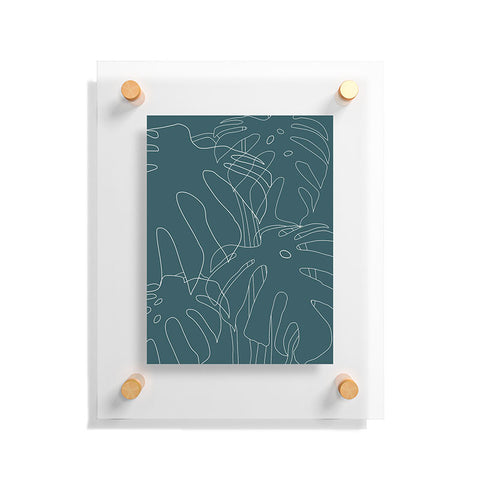 The Old Art Studio Monstera No2 Teal Floating Acrylic Print