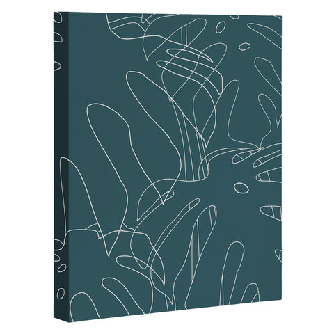 The Old Art Studio Monstera No2 Teal Art Canvas
