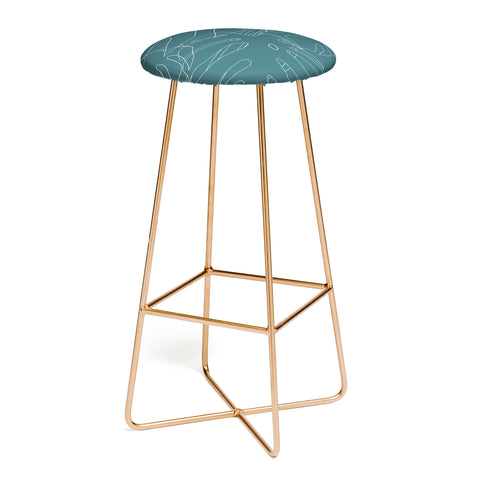 The Old Art Studio Monstera No2 Teal Bar Stool