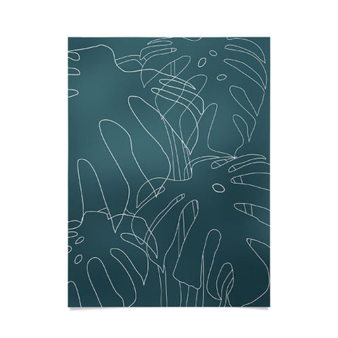 The Old Art Studio Monstera No2 Teal Poster