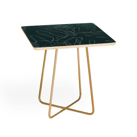 The Old Art Studio Monstera No2 Teal Side Table