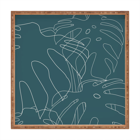 The Old Art Studio Monstera No2 Teal Square Tray