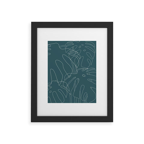 The Old Art Studio Monstera No2 Teal Framed Art Print