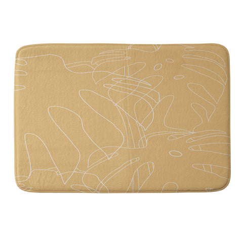 The Old Art Studio Monstera No2 Yellow Memory Foam Bath Mat