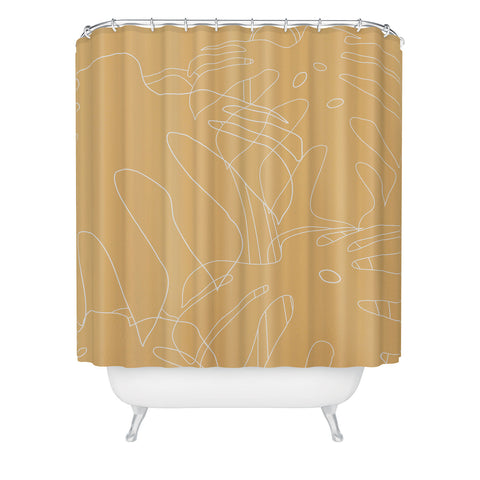 The Old Art Studio Monstera No2 Yellow Shower Curtain