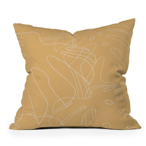 The Old Art Studio Monstera No2 Yellow Throw Pillow