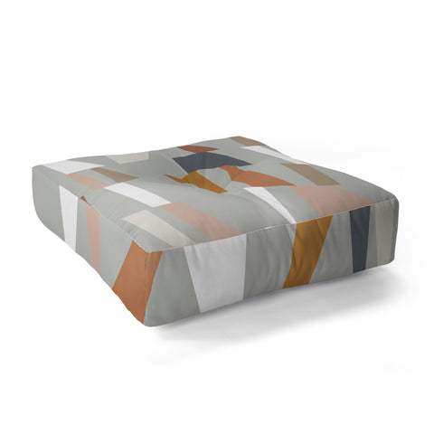 The Old Art Studio Neutral Geometric 01 Floor Pillow Square