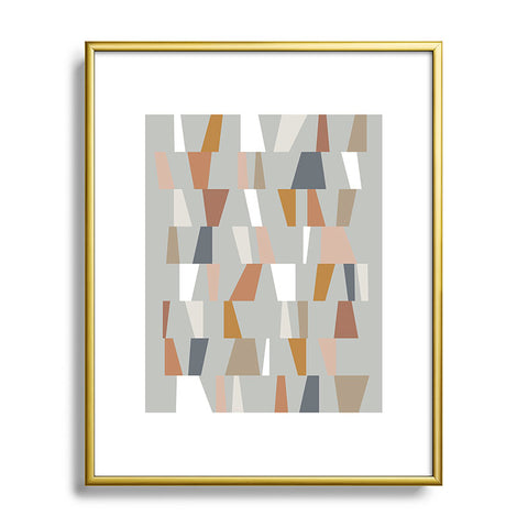 The Old Art Studio Neutral Geometric 01 Metal Framed Art Print