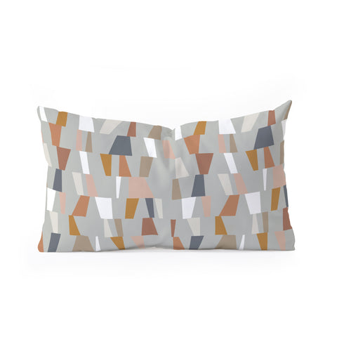 The Old Art Studio Neutral Geometric 01 Oblong Throw Pillow