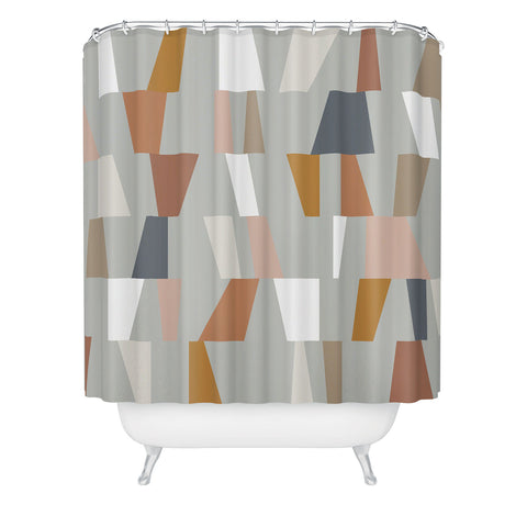 The Old Art Studio Neutral Geometric 01 Shower Curtain