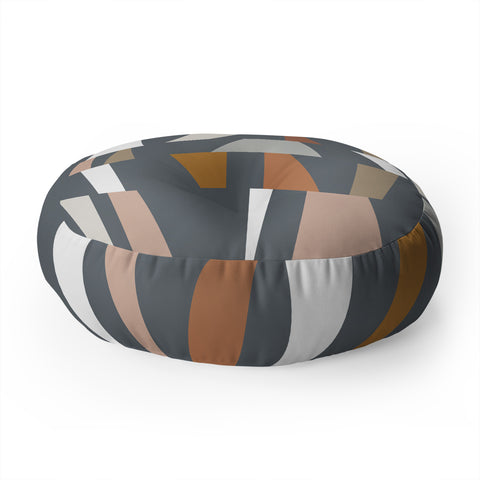 The Old Art Studio Neutral Geometric 02 Floor Pillow Round