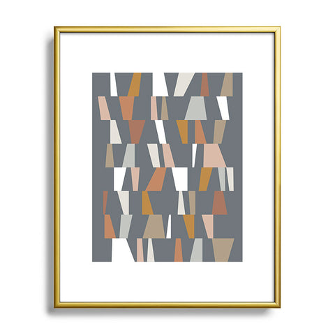 The Old Art Studio Neutral Geometric 02 Metal Framed Art Print