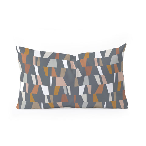 The Old Art Studio Neutral Geometric 02 Oblong Throw Pillow