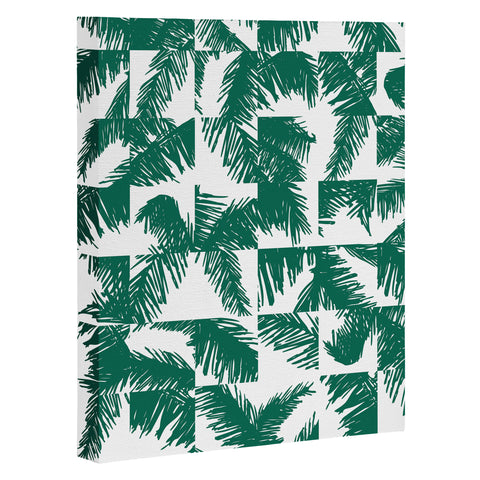 The Old Art Studio Palm Leaf Pattern 02 Green Art Canvas
