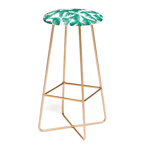 The Old Art Studio Palm Leaf Pattern 02 Green Bar Stool