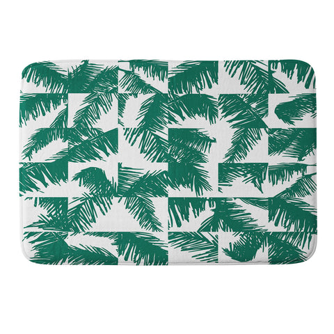 The Old Art Studio Palm Leaf Pattern 02 Green Memory Foam Bath Mat