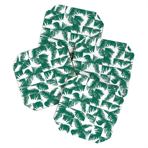 The Old Art Studio Palm Leaf Pattern 02 Green Coaster Set