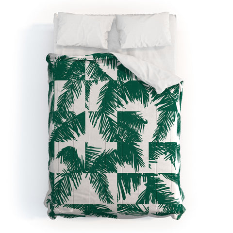 The Old Art Studio Palm Leaf Pattern 02 Green Comforter