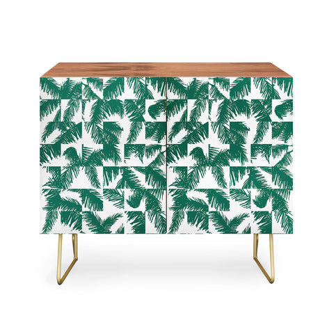 The Old Art Studio Palm Leaf Pattern 02 Green Credenza
