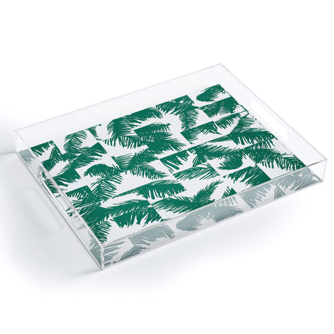 The Old Art Studio Palm Leaf Pattern 02 Green Acrylic Tray