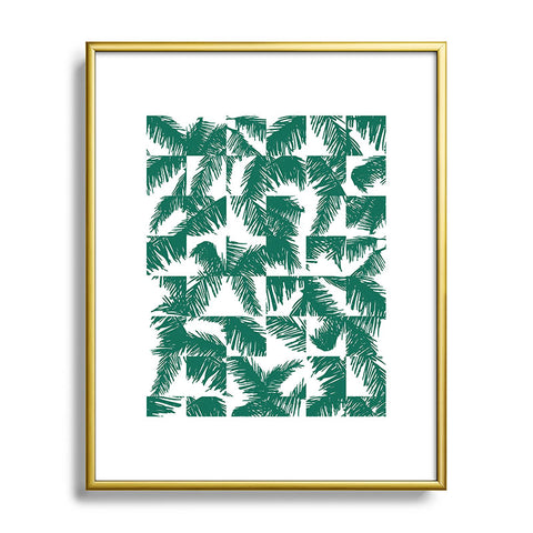 The Old Art Studio Palm Leaf Pattern 02 Green Metal Framed Art Print