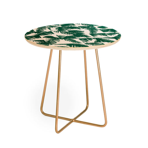 The Old Art Studio Palm Leaf Pattern 02 Green Round Side Table