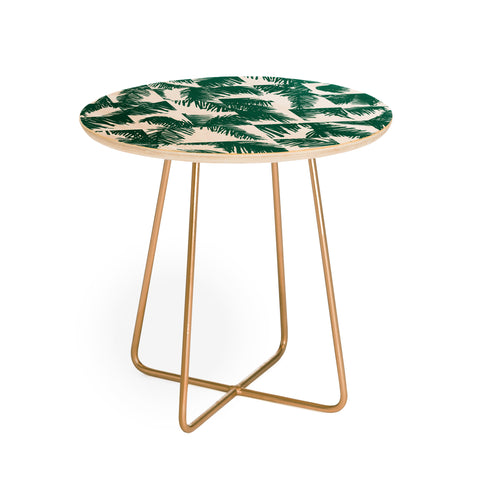 The Old Art Studio Palm Leaf Pattern 02 Green Round Side Table